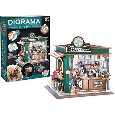 Buki Diorama Café – Modellino caffè in miniatura in legno con LED – Diorama DIY 120 pezzi – Kit costruzione decorazione camera – da 10 anni – 14,5 x 16 x 15,8 cm – France Buki Diorama Café – Modellino caffè in miniatura in legno con LED – Diorama DIY 120 pezzi – Kit costruzione decorazione camera – da 10 anni – 14,5 x 16 x 15,8 cm – France