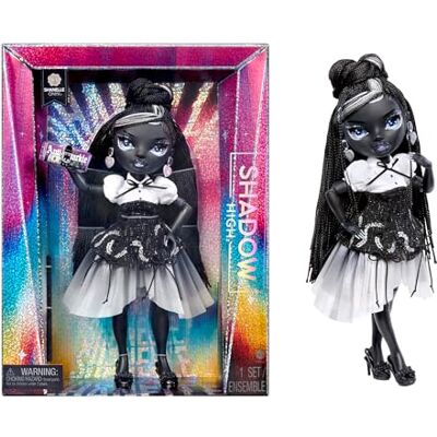 Rainbow High Shadow High Fashion Doll Shanelle Onyx Capelli neri, bambola fashion da 28 cm con abiti firmati, adatta a collezionisti e bambini età 6-12 Rainbow High Shadow High Fashion Doll Shanelle Onyx Capelli neri, bambola fashion da 28 cm con abiti firmati, adatta a collezionisti e bambini età 6-12