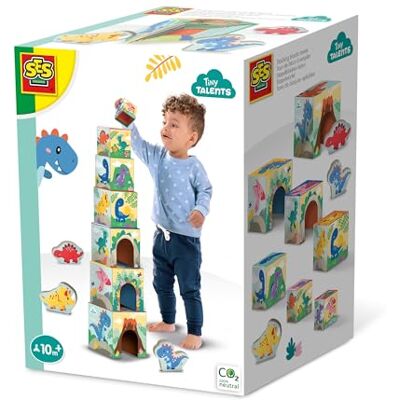 Creative Tour de blocs a empiler avec figurines de dinosaures Jeu d'adresse Tour empilable avec 3 figurines de dinosau Creative Tour de blocs a empiler avec figurines de dinosaures Jeu d'adresse Tour empilable avec 3 figurines de dinosau