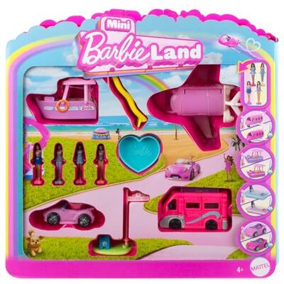 Barbie Mini Land Set confezione speciale con 4 mini bambole e 4 mini veicoli iconici, sorprese cambia colore incluse, giocattolo per bambini, 4+ anni, Barbie Mini Land Set confezione speciale con 4 mini bambole e 4 mini veicoli iconici, sorprese cambia colore incluse, giocattolo per bambini, 4+ anni,