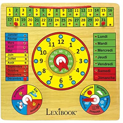 Lexibook Bio Toys, Mon Premier Calendario Educativo da Parete in Legno con Orologio, Francese, Lexibook Bio Toys, Mon Premier Calendario Educativo da Parete in Legno con Orologio, Francese,