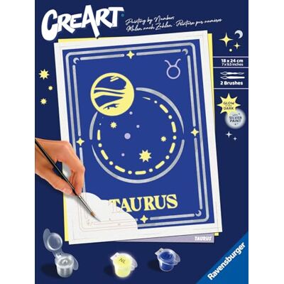 Ravensburger CreArt Serie Trend D Zodiaco: Segno del Toro, Kit per Dipingere con i Numeri, Contiene una Tavola Prestampata, Pennello, Colori e Accessoriper tutti i creativi dai 12+ anni Ravensburger CreArt Serie Trend D Zodiaco: Segno del Toro, Kit per Dipingere con i Numeri, Contiene una Tavola Prestampata, Pennello, Colori e Accessoriper tutti i creativi dai 12+ anni