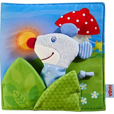 HABA Libro in stoffa "Buona notte", molto divertimento per bambini dai 6 mesi in su, con topo come figura delle dita, ottimo regalo per nascita e battesimo HABA Libro in stoffa "Buona notte", molto divertimento per bambini dai 6 mesi in su, con topo come figura delle dita, ottimo regalo per nascita e battesimo