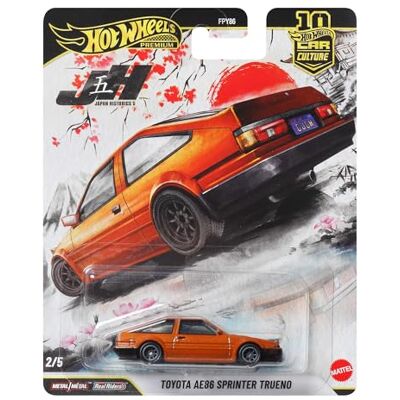 Mattel Hot Wheels Premium Car Culture Toyota AE86 Sprinter Trueno, modellino da collezione in scala 1:64 con telaio in metallo e pneumatici Real Riders, 3+ anni, Mattel Hot Wheels Premium Car Culture Toyota AE86 Sprinter Trueno, modellino da collezione in scala 1:64 con telaio in metallo e pneumatici Real Riders, 3+ anni,