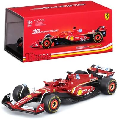 Burago B Ferrari SF-24 Formula 1 GP Monza 2024#16 Leclerc, Modellino Auto Diecast in Scala 1:43 con Casco e Teca Espositiva, Replica Ufficiale Ferrari, Età Consigliata 14+ Anni Burago B Ferrari SF-24 Formula 1 GP Monza 2024#16 Leclerc, Modellino Auto Diecast in Scala 1:43 con Casco e Teca Espositiva, Replica Ufficiale Ferrari, Età Consigliata 14+ Anni