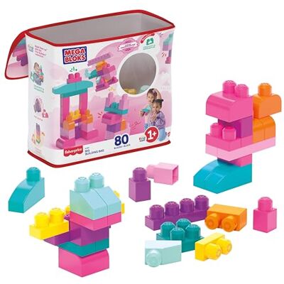 Mega Bloks Mattoncini Big Building Bag Sacca Ecologica Blocchi da Costruzione, Giocattolo per Bambini 1+ Anni, Multicolore, 80 Pezzi, Mega Bloks Mattoncini Big Building Bag Sacca Ecologica Blocchi da Costruzione, Giocattolo per Bambini 1+ Anni, Multicolore, 80 Pezzi,