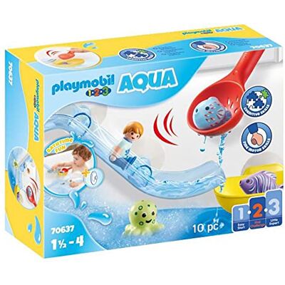 Playmobil 1.2.3 Aqua Scivolo d'Acqua e Animali marini, Gioco per la Vasca da Bagno per Bambini Piccoli, con Pesci galleggianti, Primo Giocattolo per Bambini, da 18 Mesi a 4 Anni Playmobil 1.2.3 Aqua Scivolo d'Acqua e Animali marini, Gioco per la Vasca da Bagno per Bambini Piccoli, con Pesci galleggianti, Primo Giocattolo per Bambini, da 18 Mesi a 4 Anni