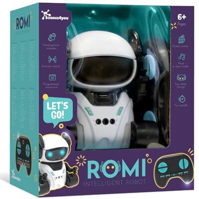 Science4You Robot intelligente ROMI Robot Telecomandato per Bambini con Occhi LED, Musica e Quattro Modalità, Giocattoli Interattivi, Regalo Originale per Bambini e Bambine dai 6 7 8 9 10+ Anni Science4You Robot intelligente ROMI Robot Telecomandato per Bambini con Occhi LED, Musica e Quattro Modalità, Giocattoli Interattivi, Regalo Originale per Bambini e Bambine dai 6 7 8 9 10+ Anni