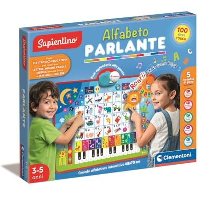 Clementoni Sapientino Alfabeto Parlante, Poster Elettronico Educativo Bilingue Italiano Inglese per Bambini 3-5 Anni, 26 Lettere e Numeri Interattivi, Parole Musica e Quiz, Clementoni Sapientino Alfabeto Parlante, Poster Elettronico Educativo Bilingue Italiano Inglese per Bambini 3-5 Anni, 26 Lettere e Numeri Interattivi, Parole Musica e Quiz,