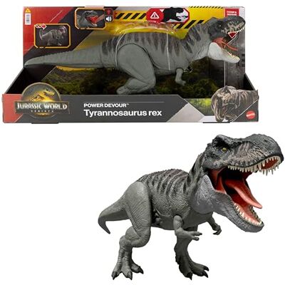 Mattel Jurassic World La Rinascita, T-Rex Divoratore Giurassico, dinosauro con lingua attiva, morso continuo, luci e suoni, gioco digitale, Mattel Jurassic World La Rinascita, T-Rex Divoratore Giurassico, dinosauro con lingua attiva, morso continuo, luci e suoni, gioco digitale,