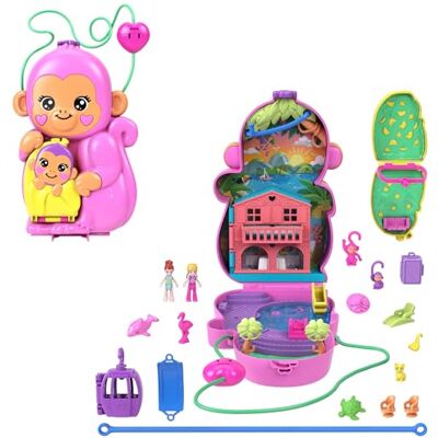 Polly Pocket Borsetta Mamma Scimmia e Scimmietta, playset 2-in-1 con bambole Polly e Lila, animali e 13 accessori inclusi, diventa una borsetta da indossare, giocattolo per bambini, 4+ anni, Polly Pocket Borsetta Mamma Scimmia e Scimmietta, playset 2-in-1 con bambole Polly e Lila, animali e 13 accessori inclusi, diventa una borsetta da indossare, giocattolo per bambini, 4+ anni,