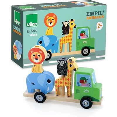 Vilac Impil'animo 4 pezzi-Ingela P.Arrhenius-Auto camion + 1 rimorchio 4 animali elefante, leone, scimmia e giraffa. -Giochi di risveglio legno-Giocattolo per bambini dai 2 anni-, Vilac Impil'animo 4 pezzi-Ingela P.Arrhenius-Auto camion + 1 rimorchio 4 animali elefante, leone, scimmia e giraffa. -Giochi di risveglio legno-Giocattolo per bambini dai 2 anni-,