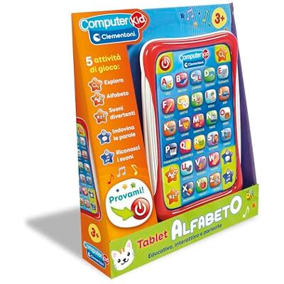 Clementoni Computer Kid Tablet Alfabeto, Gioco Educativo Parlante 3+ Anni, 5 Modalità di Gioco e 30 Tasti Interattivi, Imparare Lettere e Parole, Lingua Italiana, Clementoni Computer Kid Tablet Alfabeto, Gioco Educativo Parlante 3+ Anni, 5 Modalità di Gioco e 30 Tasti Interattivi, Imparare Lettere e Parole, Lingua Italiana,