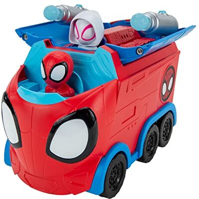 Jazwares SPIDEY AND FRIENDS- Web Spinning Hauler-Veicolo trasformabile 3 in 1 da 20 cm-Giocattoli con i Tuoi amichevoli Spideys di quartiere, Jazwares SPIDEY AND FRIENDS- Web Spinning Hauler-Veicolo trasformabile 3 in 1 da 20 cm-Giocattoli con i Tuoi amichevoli Spideys di quartiere,