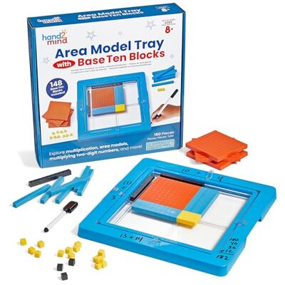 hand2mind Vassoio modello di area con base dieci blocchi, manipolatori di moltiplicazione, base 10 manipolatori matematici di terza elementare, cubi di conteggio, forniture per insegnanti per classe hand2mind Vassoio modello di area con base dieci blocchi, manipolatori di moltiplicazione, base 10 manipolatori matematici di terza elementare, cubi di conteggio, forniture per insegnanti per classe