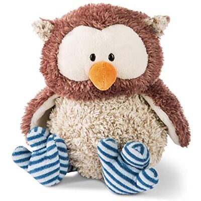 NICI Gufo di peluche Oscar con testa girevole, 35 cm, a righe, colore: Marrone/Blu NICI Gufo di peluche Oscar con testa girevole, 35 cm, a righe, colore: Marrone/Blu