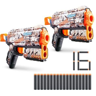 XSHOT Pistola Skins Flux Sonic Retro Sonic il Riccio con 16 dardi, ricarica facile, dardi con tecnologia a sacca d'aria, pistola giocattolo gommapiuma per bambini (2 Pistola, 16 Dardi) XSHOT Pistola Skins Flux Sonic Retro Sonic il Riccio con 16 dardi, ricarica facile, dardi con tecnologia a sacca d'aria, pistola giocattolo gommapiuma per bambini (2 Pistola, 16 Dardi)