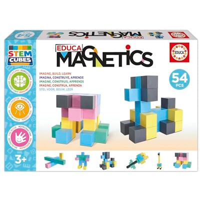 Educa Magnetics Stem Cubes 54 pezzi Set tivo con blocchi magnetici 3D Architettura e geometria Magneti per bambini a partire da 3 4 5 anni () Educa Magnetics Stem Cubes 54 pezzi Set tivo con blocchi magnetici 3D Architettura e geometria Magneti per bambini a partire da 3 4 5 anni ()