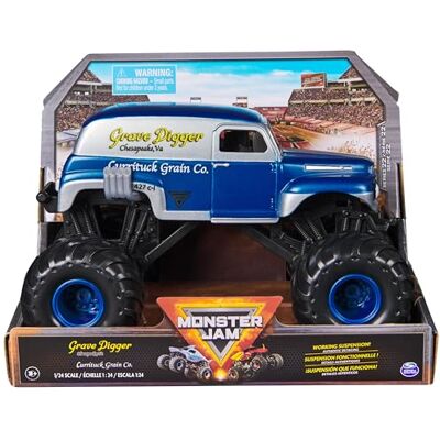 Monster Cable , Camion mostro ufficiale Grave Digger Currituck Grain Co Collector, veicolo pressofuso, scala 1:24, giocattoli per bambini per ragazzi e ragazze dai 3 anni in su Monster Cable , Camion mostro ufficiale Grave Digger Currituck Grain Co Collector, veicolo pressofuso, scala 1:24, giocattoli per bambini per ragazzi e ragazze dai 3 anni in su