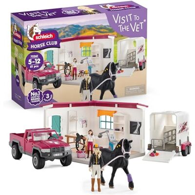 Schleich Horse Club Visita dal Veterinario Set con casa, Pick-up, rimorchio, 2 Figure snodabili, Cavallo e Accessori Regalo per Bambini dai 5 Anni Set da 61 Pezzi Schleich Horse Club Visita dal Veterinario Set con casa, Pick-up, rimorchio, 2 Figure snodabili, Cavallo e Accessori Regalo per Bambini dai 5 Anni Set da 61 Pezzi
