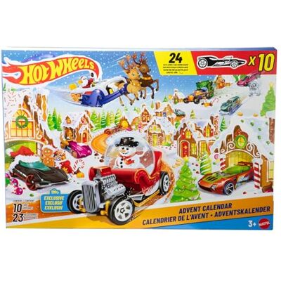 Hot Wheels Calendario dell'Avvento 2025, 24 finestrelle numerate con sorprese a tema Natale, 10 macchinine, 10 clip e 14 accessori inclusi, giocattolo per bambini, 3+ anni, Hot Wheels Calendario dell'Avvento 2025, 24 finestrelle numerate con sorprese a tema Natale, 10 macchinine, 10 clip e 14 accessori inclusi, giocattolo per bambini, 3+ anni,