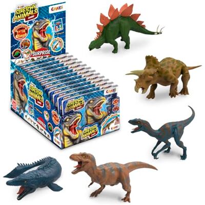 CRAZE Stretchy Animals Dinos 12 Figure di dinosauri con pelle elastica, imbottitura speciale, effetti cromatici e carte da gioco, 16 modelli da collezionare CRAZE Stretchy Animals Dinos 12 Figure di dinosauri con pelle elastica, imbottitura speciale, effetti cromatici e carte da gioco, 16 modelli da collezionare