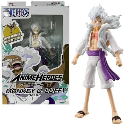 BANDAI – Anime Heroes – One Piece – Action figure 17 cm Monkey D. Rufy Gear 5 – Licenza ufficiale One Piece – Action figure snodata Luffy – Giocattolo per bambini dai 4 anni in su – BANDAI – Anime Heroes – One Piece – Action figure 17 cm Monkey D. Rufy Gear 5 – Licenza ufficiale One Piece – Action figure snodata Luffy – Giocattolo per bambini dai 4 anni in su –