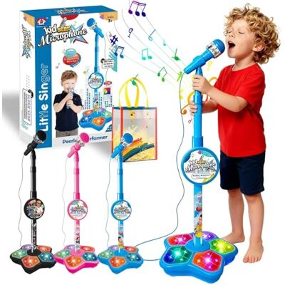 WANWEN Microfono Karaoke per Bambini con Supporto, Microfono Per Bambini Con Stand Mini Microfono, Adatto a Telefoni Cellulari, Lettori MP3 e Tablet, Adatto sia a Bambini che a Bambine (Blu) WANWEN Microfono Karaoke per Bambini con Supporto, Microfono Per Bambini Con Stand Mini Microfono, Adatto a Telefoni Cellulari, Lettori MP3 e Tablet, Adatto sia a Bambini che a Bambine (Blu)