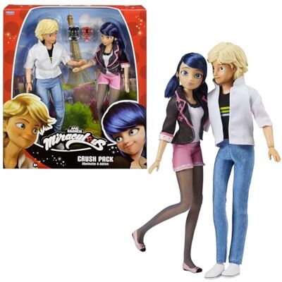 BANDAI Miraculous Ladybug Confezione 2 Bambole Marinette e Adrien Crush Pack Action Figures Miraculous 26 cm Personaggi Bambini Marinette Adrien Giocattolo Bambini 4+ BANDAI Miraculous Ladybug Confezione 2 Bambole Marinette e Adrien Crush Pack Action Figures Miraculous 26 cm Personaggi Bambini Marinette Adrien Giocattolo Bambini 4+