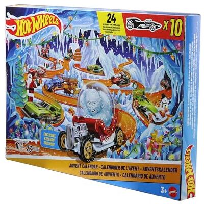 Hot Wheels Calendario dell'Avvento 2026, 24 finestrelle numerate con sorprese a tema Natale, 10 macchinine in scala 1:64, 14 accessori e 10 clip decorative, 3+ anni, Hot Wheels Calendario dell'Avvento 2026, 24 finestrelle numerate con sorprese a tema Natale, 10 macchinine in scala 1:64, 14 accessori e 10 clip decorative, 3+ anni,