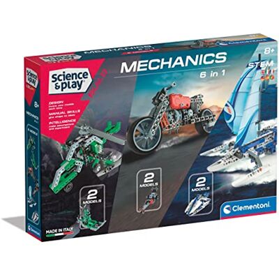 Clementoni Science & Play Build-Mechanics 6 in 1-Set Costruzioni per Bambini, 6 Modelli da Costruire, Moto, elicotteri e Navi, Gioco scientifico 8 Anni, Esclusivo Amazon Clementoni Science & Play Build-Mechanics 6 in 1-Set Costruzioni per Bambini, 6 Modelli da Costruire, Moto, elicotteri e Navi, Gioco scientifico 8 Anni, Esclusivo Amazon