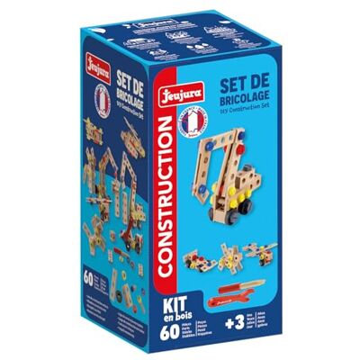 Jeujura Set fai da te da 3 anni 60 pezzi in legno Set di costruzione educativo con viti, dadi, ruote, cacciavite e chiave Apprendimento Motricità e Creatività Made in France Jeujura Set fai da te da 3 anni 60 pezzi in legno Set di costruzione educativo con viti, dadi, ruote, cacciavite e chiave Apprendimento Motricità e Creatività Made in France