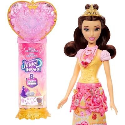 Mattel Disney Princess Belle Jewel Reveal, bambola ispirata al film con 9 accessori a sorpresa tra cui portagioie a forma di cuore e anello indossabile, 3+ anni, Mattel Disney Princess Belle Jewel Reveal, bambola ispirata al film con 9 accessori a sorpresa tra cui portagioie a forma di cuore e anello indossabile, 3+ anni,
