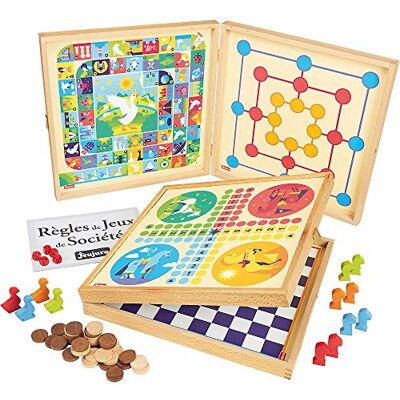 Jeujura Cofanetto Classici Piccoli Cavalli Oca Signore marelle-yams-421-50 Regole-4 Vassoi da Gioco e pedine in Legno-2 a 6 Giocatori, , White Jeujura Cofanetto Classici Piccoli Cavalli Oca Signore marelle-yams-421-50 Regole-4 Vassoi da Gioco e pedine in Legno-2 a 6 Giocatori, , White