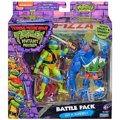 Turtles: Mutant Mayhem Battle Pack. Leonardo VS Superfly ragazzi dai 4 ai 7 anni e fan di TMNT! Turtles: Mutant Mayhem Battle Pack. Leonardo VS Superfly ragazzi dai 4 ai 7 anni e fan di TMNT!