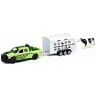 Siku , Dodge RAM 1500 with Ifor-Williams Livestock Trailer, 1:50, Metal/Plastic, Green/Silver, Incl. cow toy, Compatible with models at the same scale