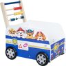 roba Carrello Giocattolo a Spinta Bully Paw Patrol con Abaco e Ruote per Imparare a Camminare Primi Passi Regalo Compleanno, Natale, Pasqua Legno Laccato Bianco/Blu