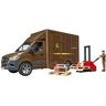 bruder Mercedes Benz Sprinter UPS con autista transpallet manuale, scatole di spedizione, trasportatore