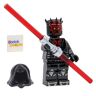 Lego Star Wars: Darth Maul Minifigure with Metallic Silver Armor, Hood, Cape and Dual Lightsaber
