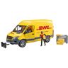 bruder 02671 MB Sprinter DHL con autista incluso box pallet con pacchi di spedizione, veicolo, trasportatore