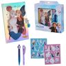 Disney Set Scolastico con Diario Segreto Bambina Diario Segreto Con Lucchetto e Penna Invisibile Luce UV Frozen Wish Gadget Regalo (Blu Frozen)