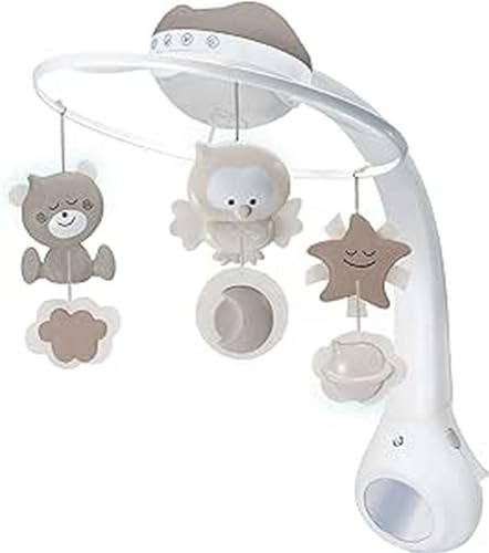 Infantino Giostrina Neonato Musicale Proiettore 3 in 1 Convertibile Luce Notturna e Proiettore Bambini Modalità Sveglia per Simulare la Luce del Giorno 6 Melodie 4 Suoni della Natura -Grigio