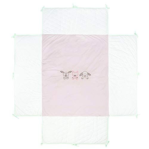 Nattou Fanny & Oscar Tappetino per box con imbottitura laterale, 75 x 95 cm, colore: Bianco/Beige