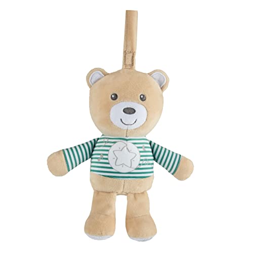 Chicco Orsetto Polvere di Stelle, Orso Peluche, Gioco per Passeggino o Lettino, in Morbido Tessuto, con Luce Soffusa e Musica Classica, Pratico Laccetto, Lavabile in Lavatrice, Peluche Neonato 0 Mesi