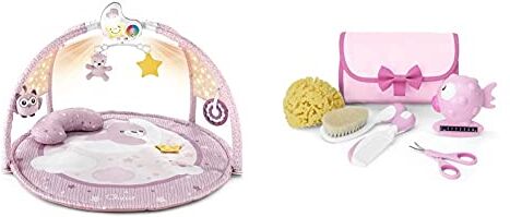 Chicco Palestrina dei Colori Rosa 3In1, Palestrina Neonato Multifunzione Elettronica con Tappeto Neonato, Proiettore Stelle, Luce Notturna Removibile & Set Igiene per Cura dei Bambini, Rosa