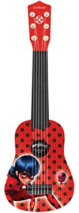 Lexibook - Tales of Cat, Miraculous Ladybug Chat Noir, La mia Prima Chitarra, 6 Corde in Nylon per i Bambini, 53 cm, guía incluida, Rosso/Nero, Colore,