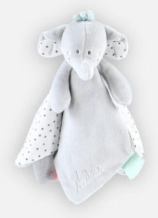 Noukie's Doudou per bambini Doudou in veloudoux Anna l'elefante Multifunzione Grigio/Bianco 1 unità