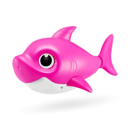 ROBO ALIVE ZURU Baby Shark Bath Toy Silicone Fin, (Mommy Shark, Rosa)