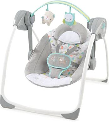 Ingenuity Comfort 2 Go Altalena per bambini compatta portatile a 6 velocità con musica, pieghevole, 0-9 mesi (Fanciful Forest)