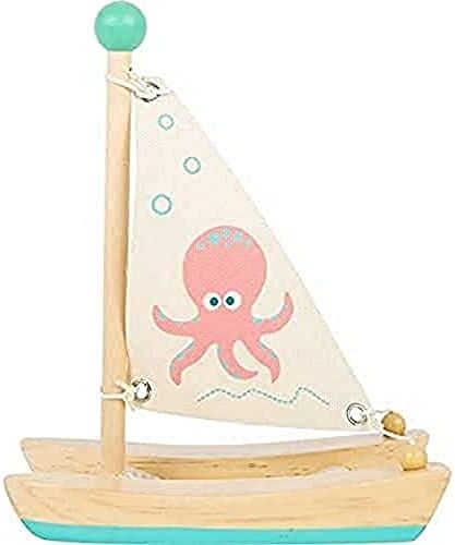 Small Foot catamarano Polipo in Legno, Giocattolo Acquatico da Bagno, per Bambini dai 24 Mesi Toys, Multicolore